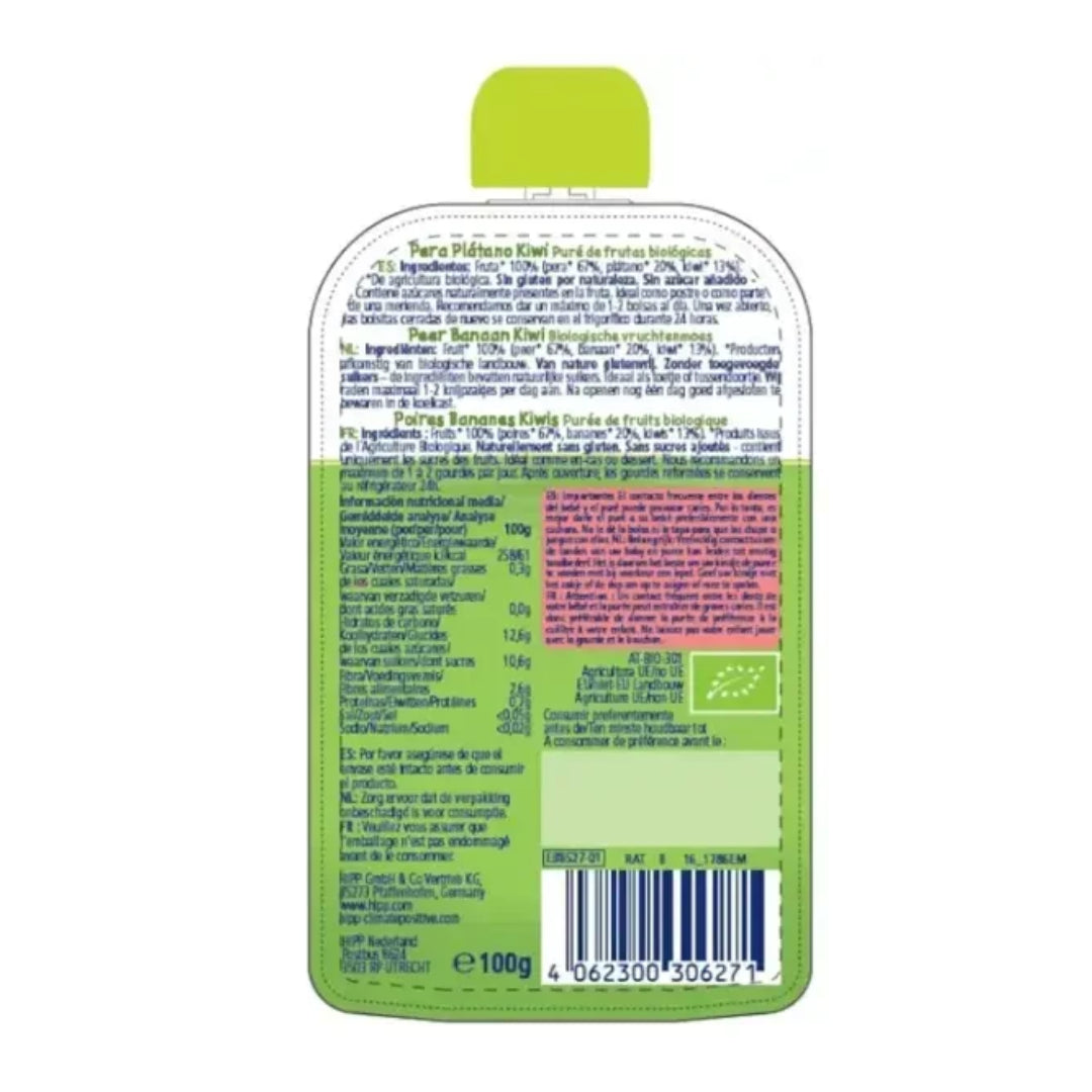 Beutel mit Birne, Banane und Kiwi Bio +6 Monate HiPP 100 g