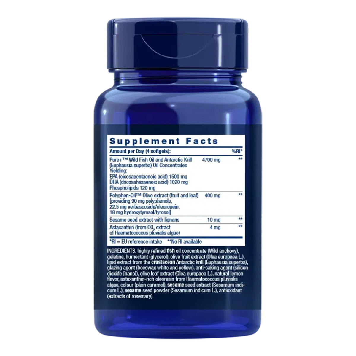 Super Omega-3 Plus EPA/DHA Fischöl Sesamlignane Oliven-Extrakt Krill & Astaxanthin, Life Extension 120 Kapseln