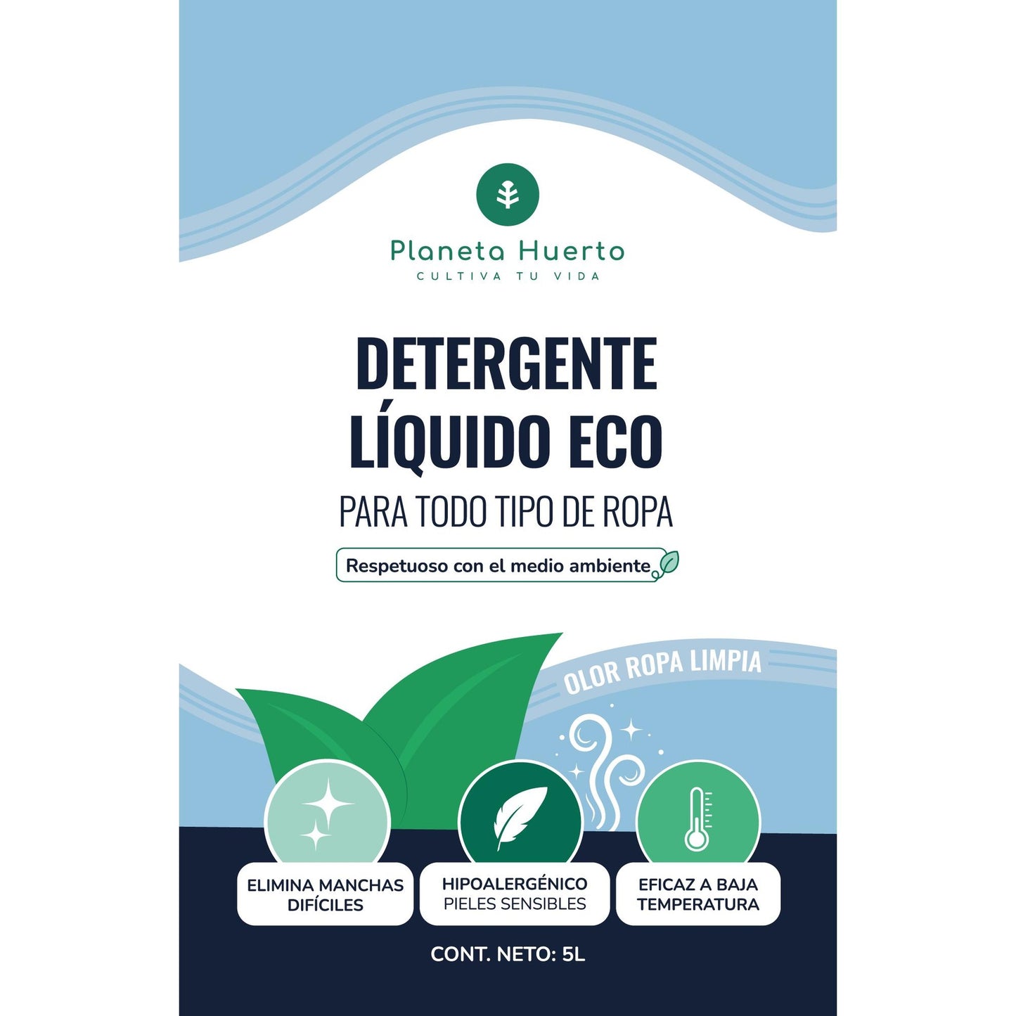 Pack 3 x Lessive liquide Eco Natural Clean Clothes Scent Planet Garden 5 Litres