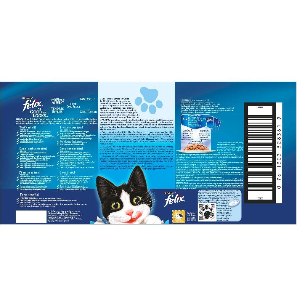 FELIX Fantastic Sélection de saveurs en gelée, assortiment 44 x 85 g Chat