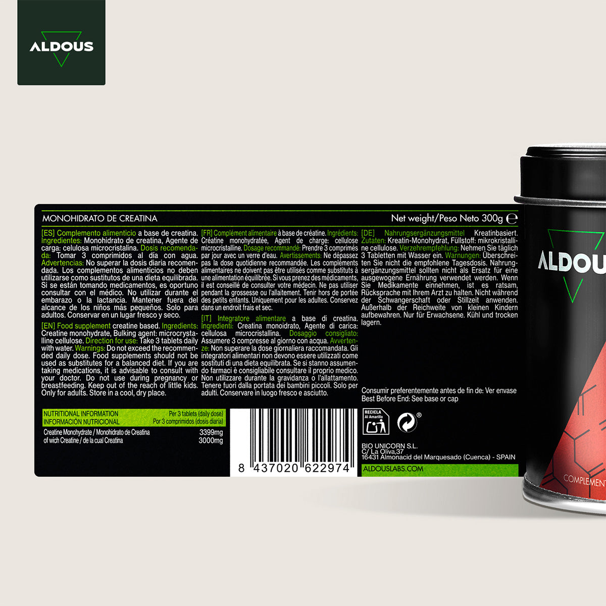 Monohydrat kreatyny Aldous 3000 mg 200 tabletek