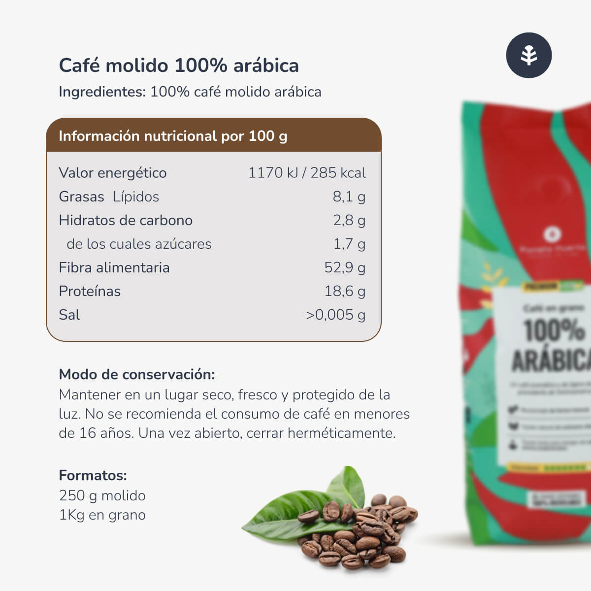 100% Arabica Planet Orchard Eco gemahlener Kaffee 250 g