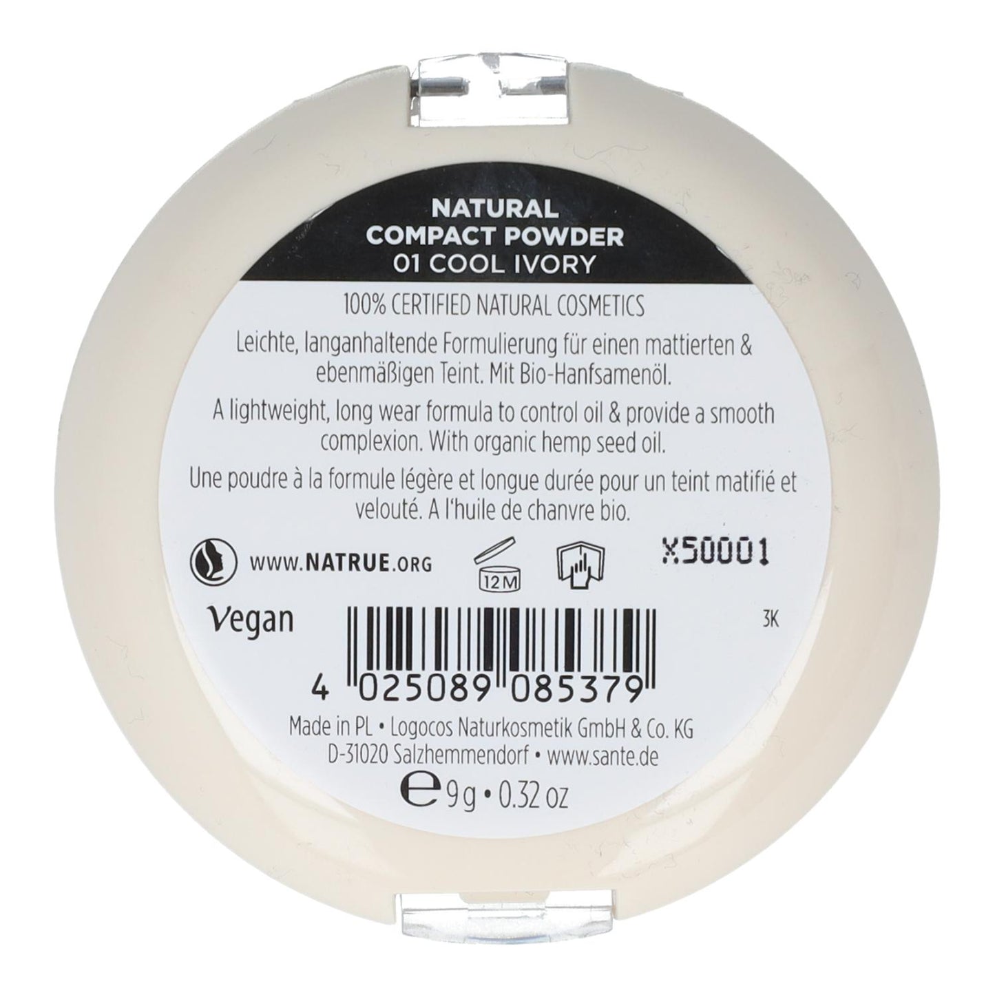 Trucco compatto 01 Cool Ivory Sante 9 g