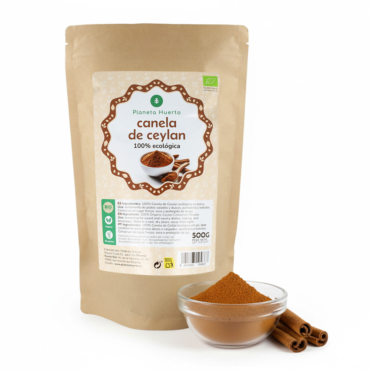Ceylon-kaneelpoeder ECO Planeta Huerto 500 g