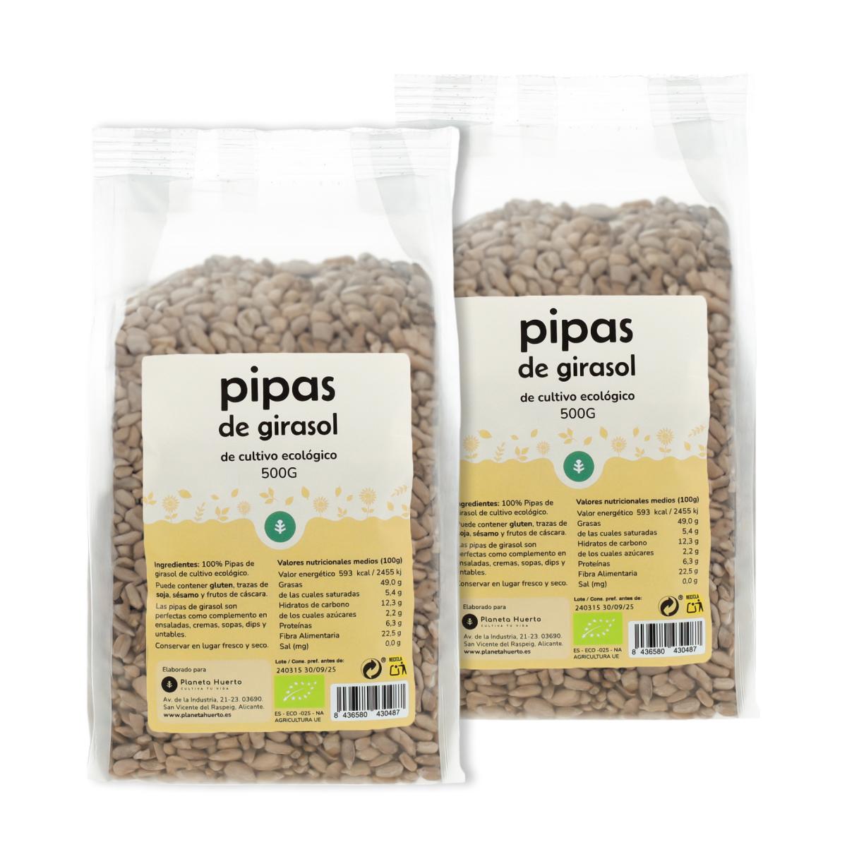Paquet de 2x graines de tournesol décortiquées ECO Planeta Huerto 500 g