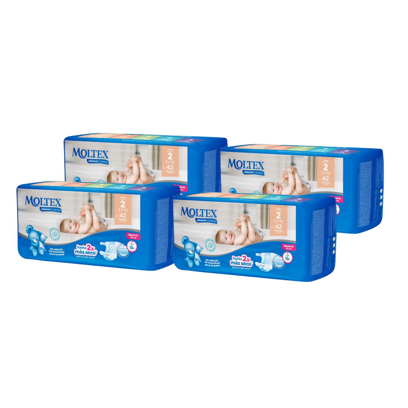 4er-Pack Moltex Premium Comfort Windeln T2 (3-6 kg) 42 Stück
