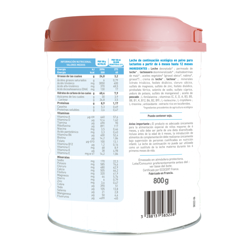 Mleko następcze Primea 2 (6 do 12 miesięcy) ekologiczne Babybio 800 g