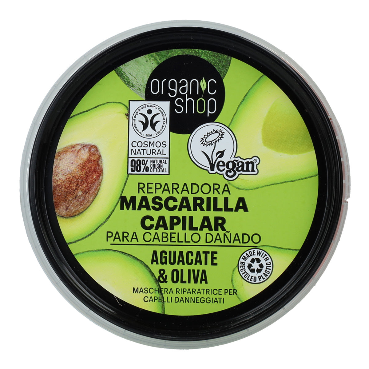 Confezione PROMO 2x Maschera riparatrice express per capelli Avocado e Oliva Organic Shop 250 ml