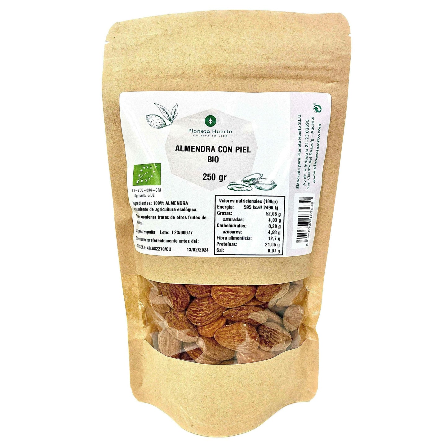 Amandes naturelles avec peau ECO Planeta Huerto 250 g