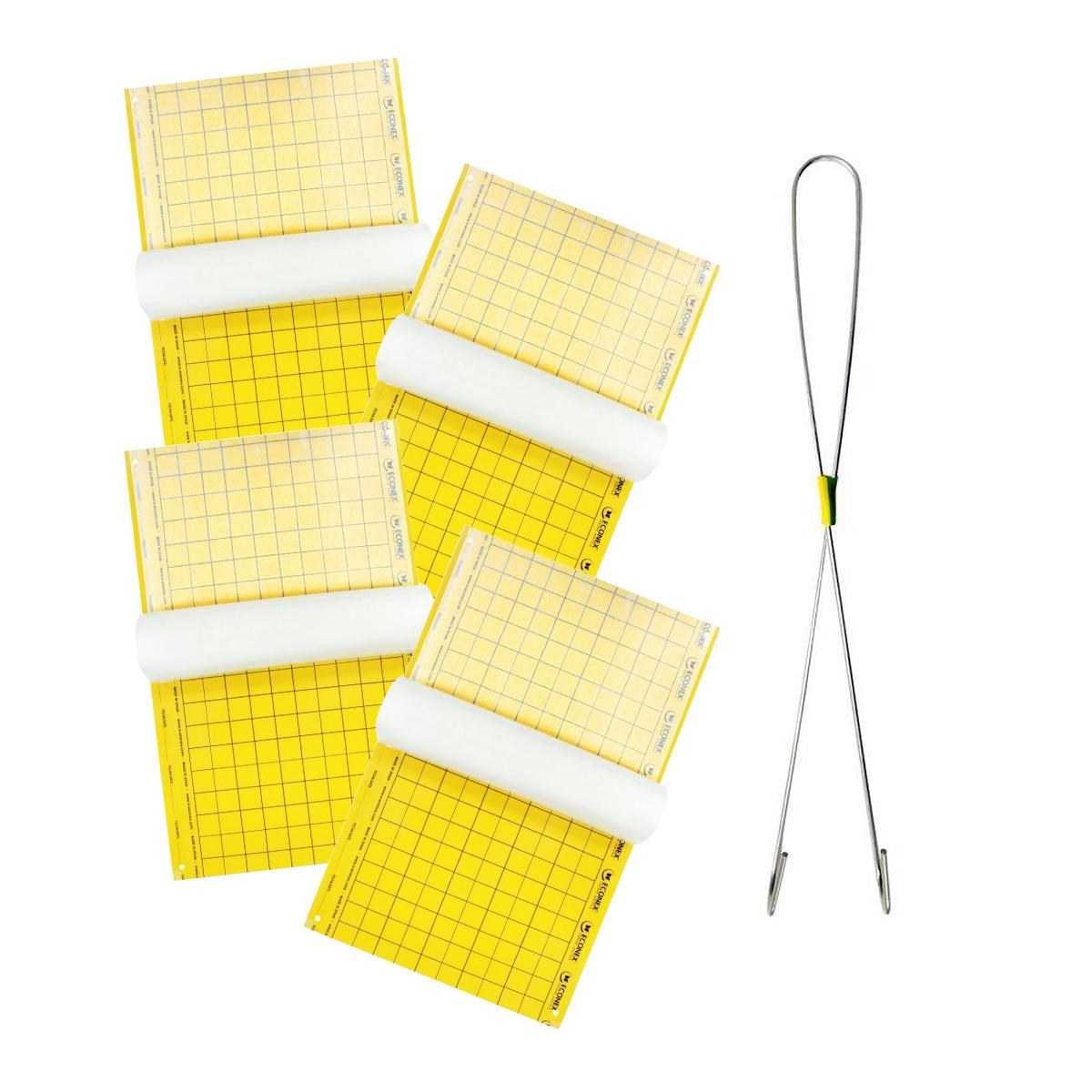 Pack of 4 yellow sticky traps for whiteflies and aphids + Econex hanger