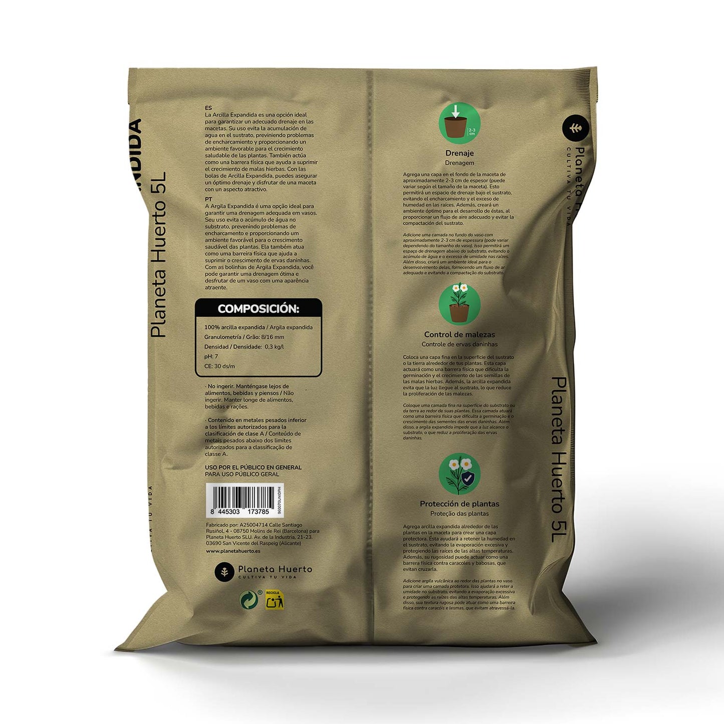 Pak 15 L 3 x geëxpandeerde klei Planeta Huerto 5 liter