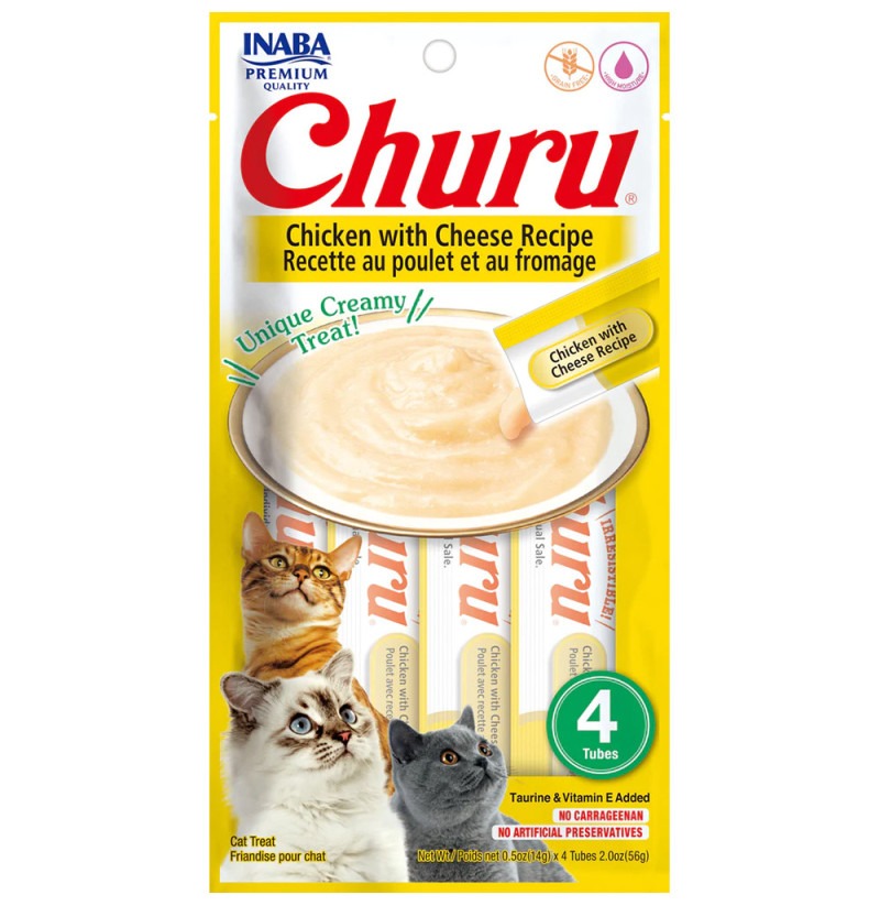 Churu ricetta pollo e formaggio Snack cremoso per gatti 4 x 14 g