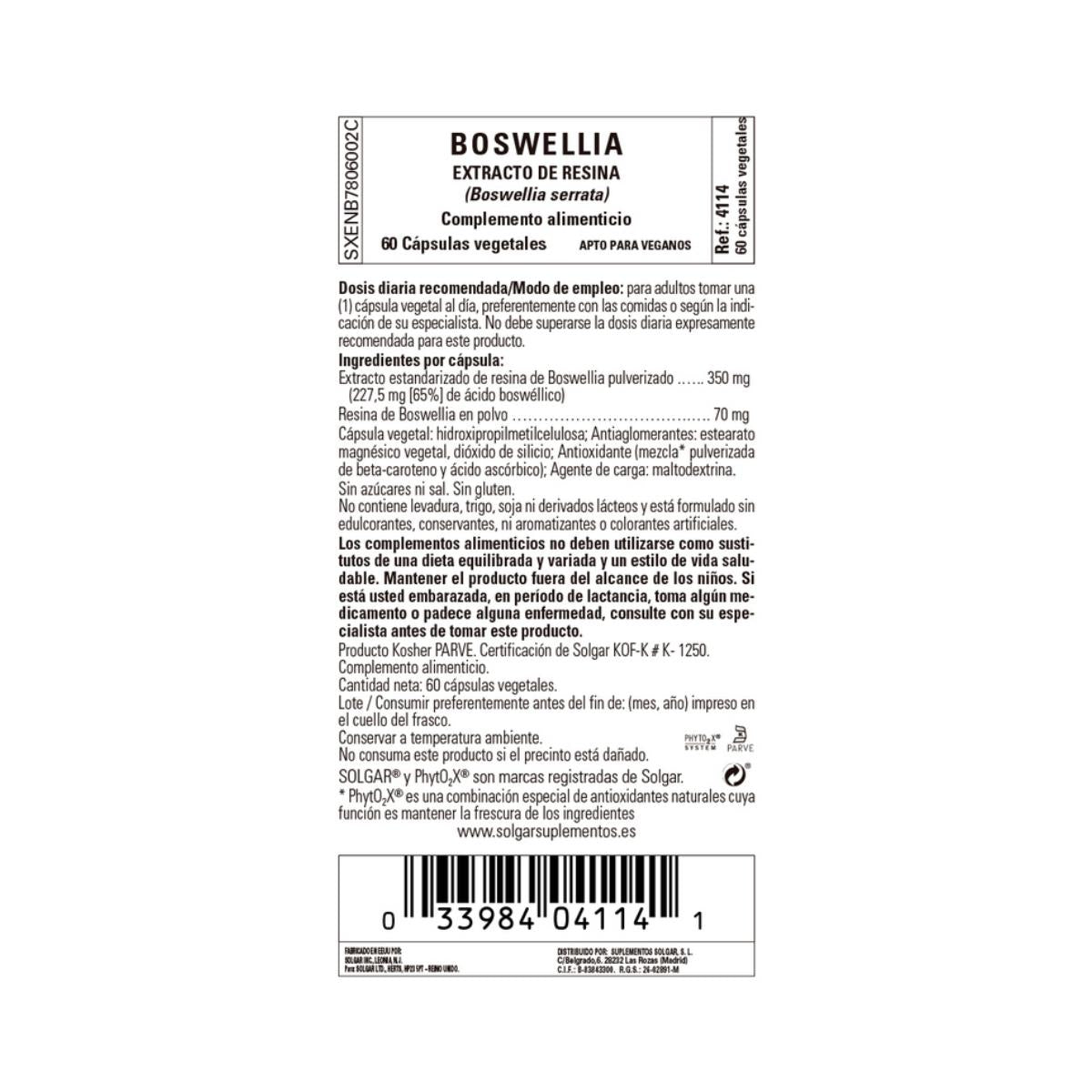 Estratto di resina di Boswellia Solgar 60 capsule