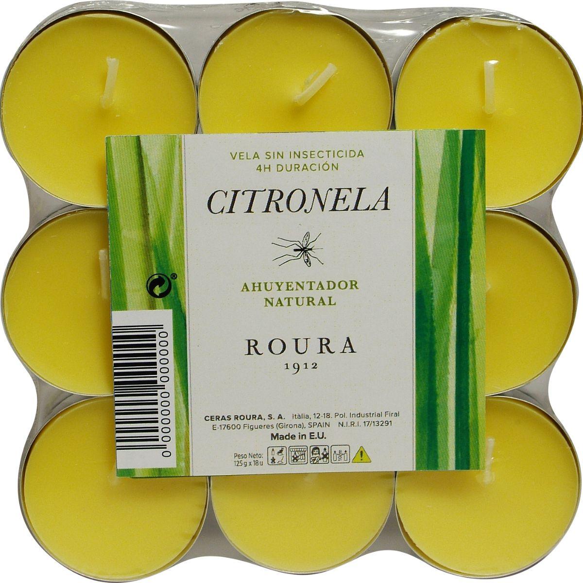 Packung mit 18 Citronella-Kerzen gegen Mücken Roura