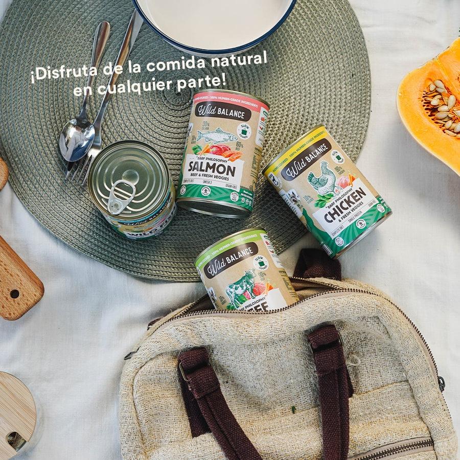 Lattina di salmone e manzo BARF per cani Wild Balance 400 g