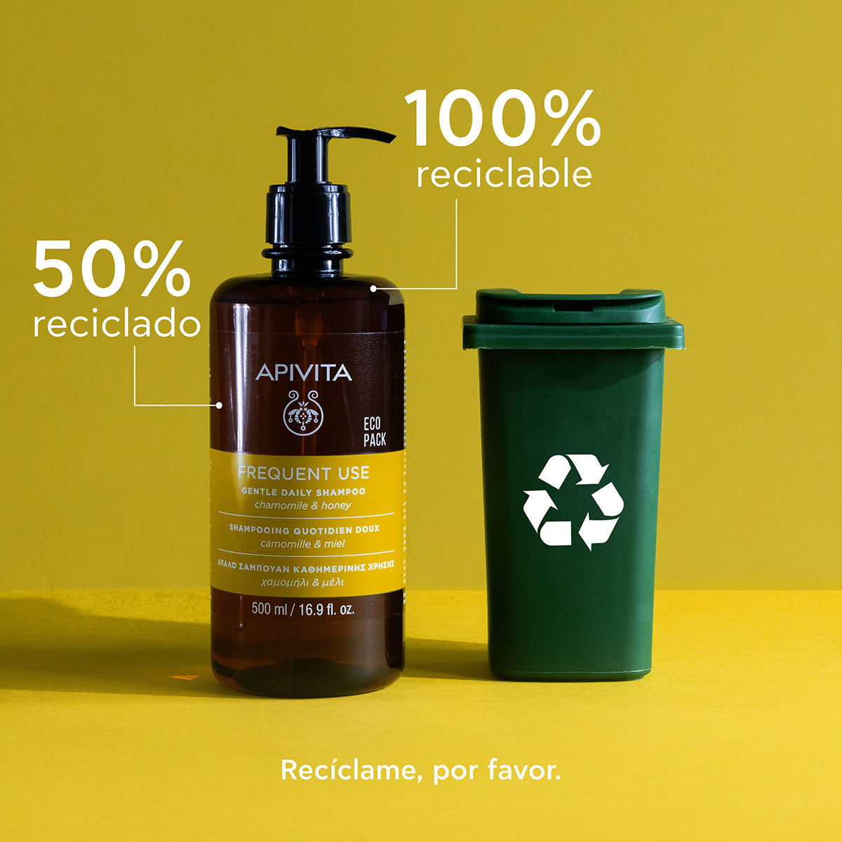 Mildes Shampoo für den täglichen Gebrauch – ECOPACK APIVITA, 500 ml