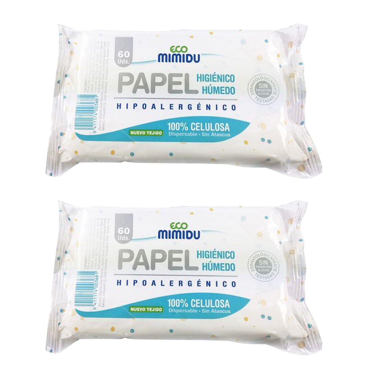Lot de 2 rouleaux de papier hygiénique humide Mimidu ECO 60 unités
