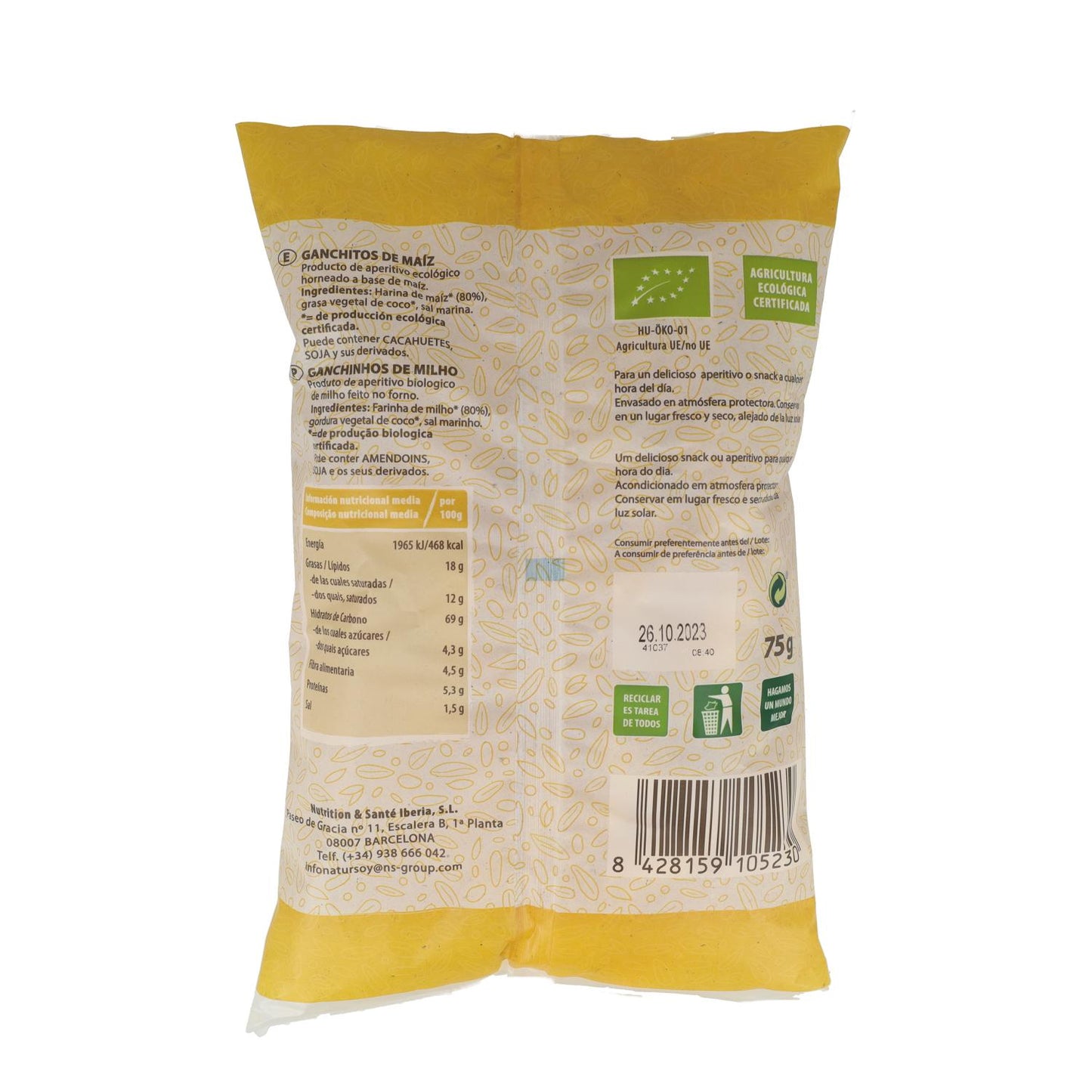 Ganchitos de maíz ECO 75 g Natursoy