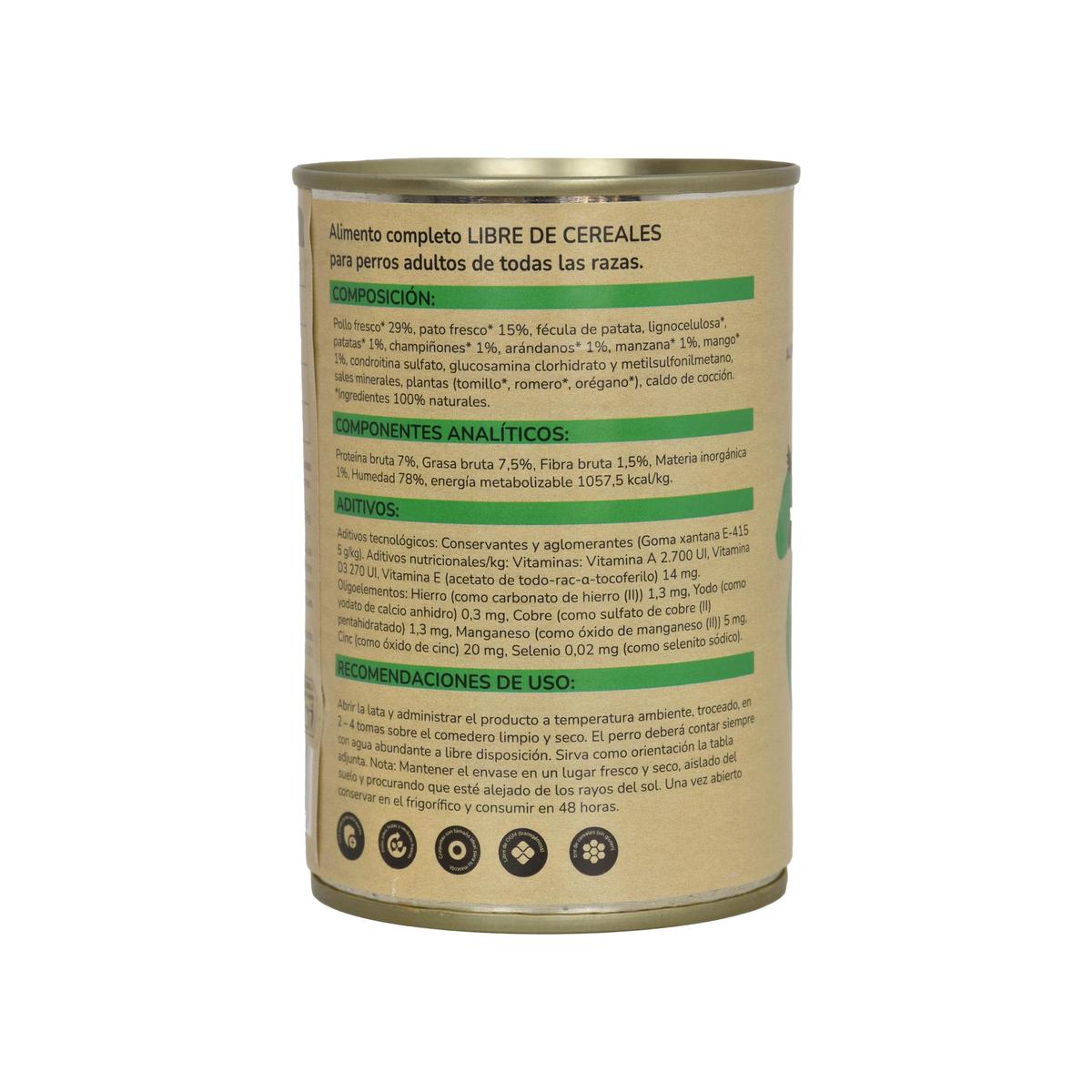 Pack 6 x Croquettes pour chien sans céréales Poulet & Canard 380 g Planeta Huerto