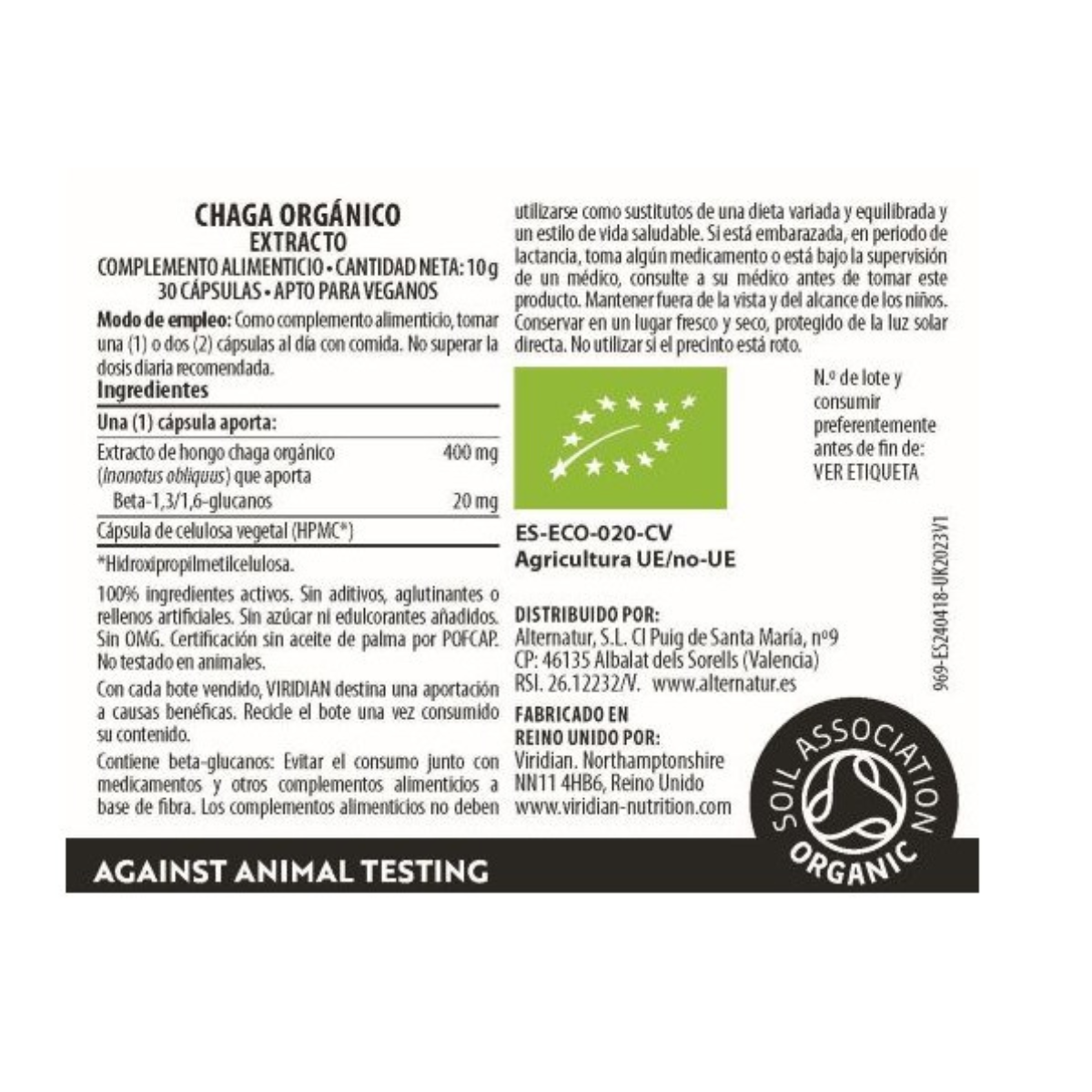 Organiskt chaga-extrakt Viridian 30 kapslar