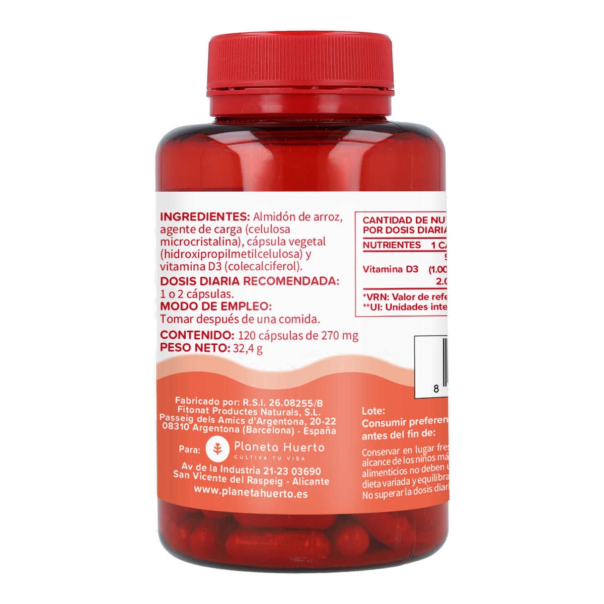 Vitamine D3 2000 U.I Planeta Huerto 120 vegetarische capsules