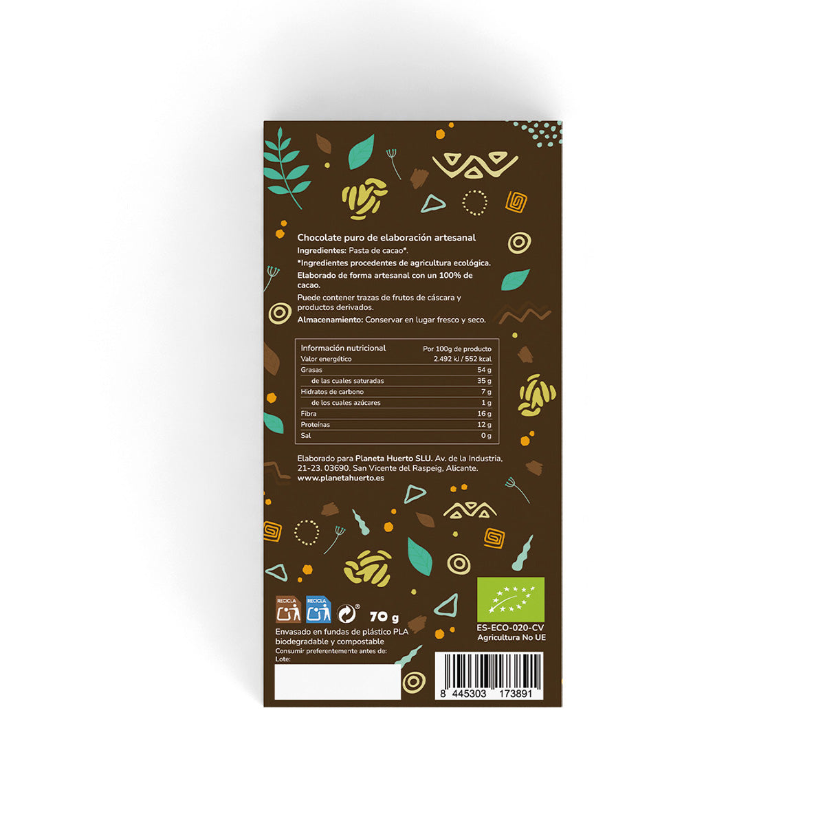 100% cacaotablet ECO Planeta Huerto 100 g