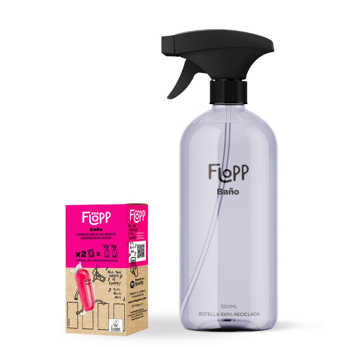 FLOPP ECO Badflaska 500 ml + påfyllning