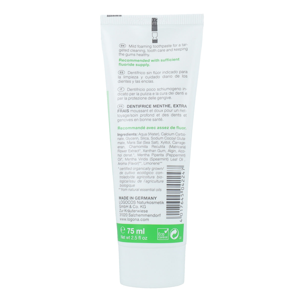 Dentifricio alla menta biologico Daily Care Logona 75 ml