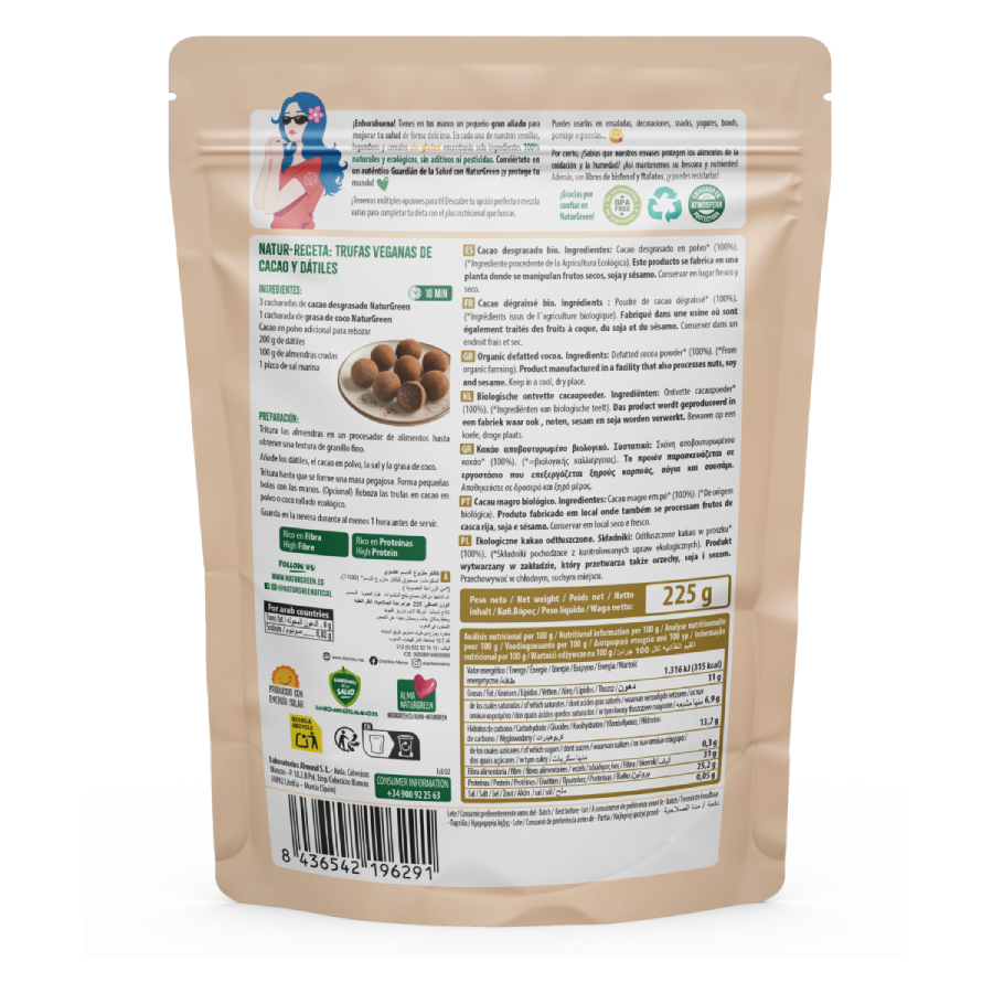 Entfetteter Bio-Kakao Naturgreen 225 g