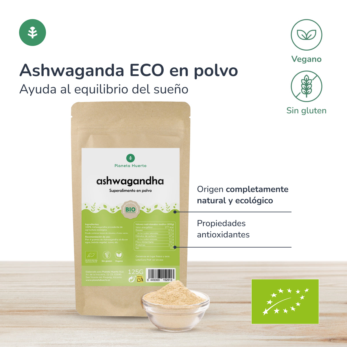Ashwagandha poeder ECO Planeta Huerto 125 g