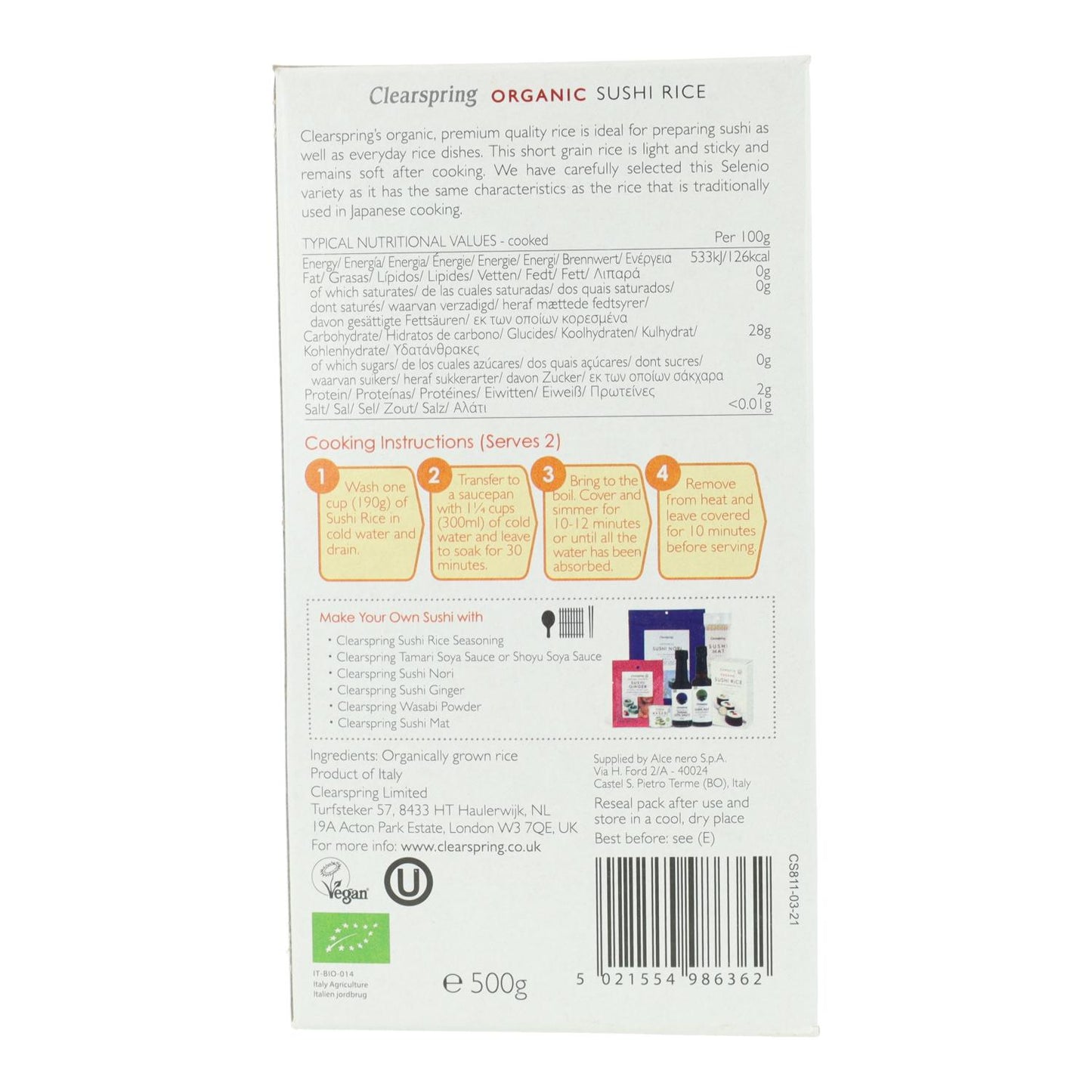 Clearspring Sushi Rice 500 g