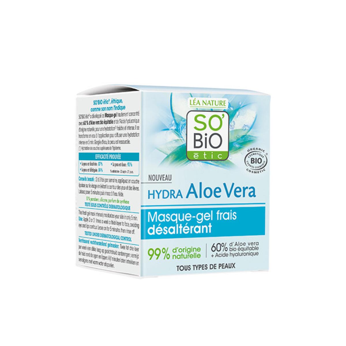 Feuchtigkeitsspendende Gel-Maske mit Aloe Vera von So'Bio étic, 50 ml