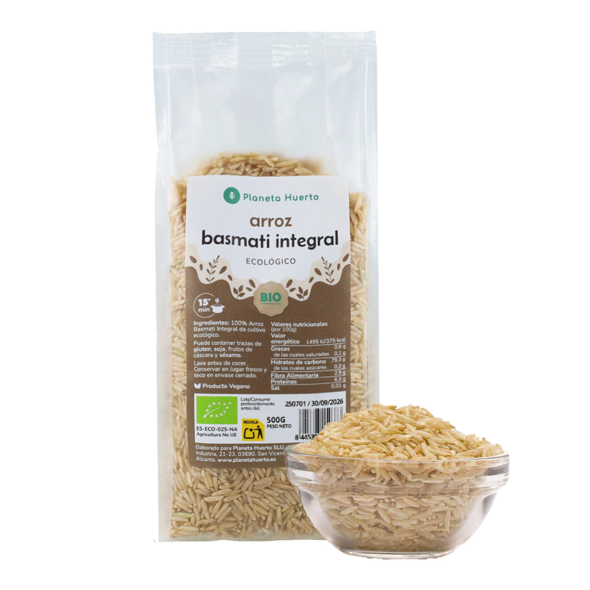 Packung 2 x 500 g ECO Planet Garden Brauner Basmati-Reis ECO 500 g