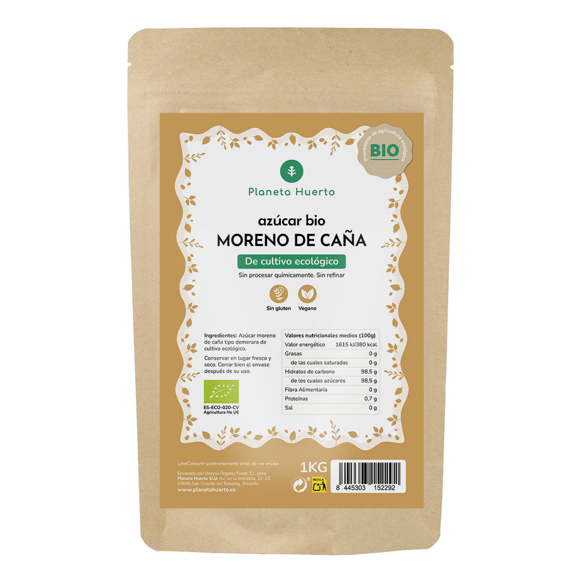 Brauner Rohrzucker ECO Planeta Huerto 1kg