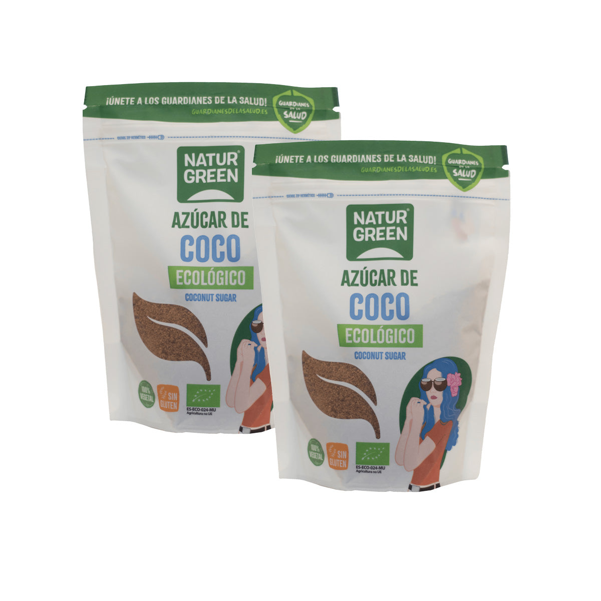 Pack 2x Azúcar de Coco Naturgreen, 2 unidades de 300 g