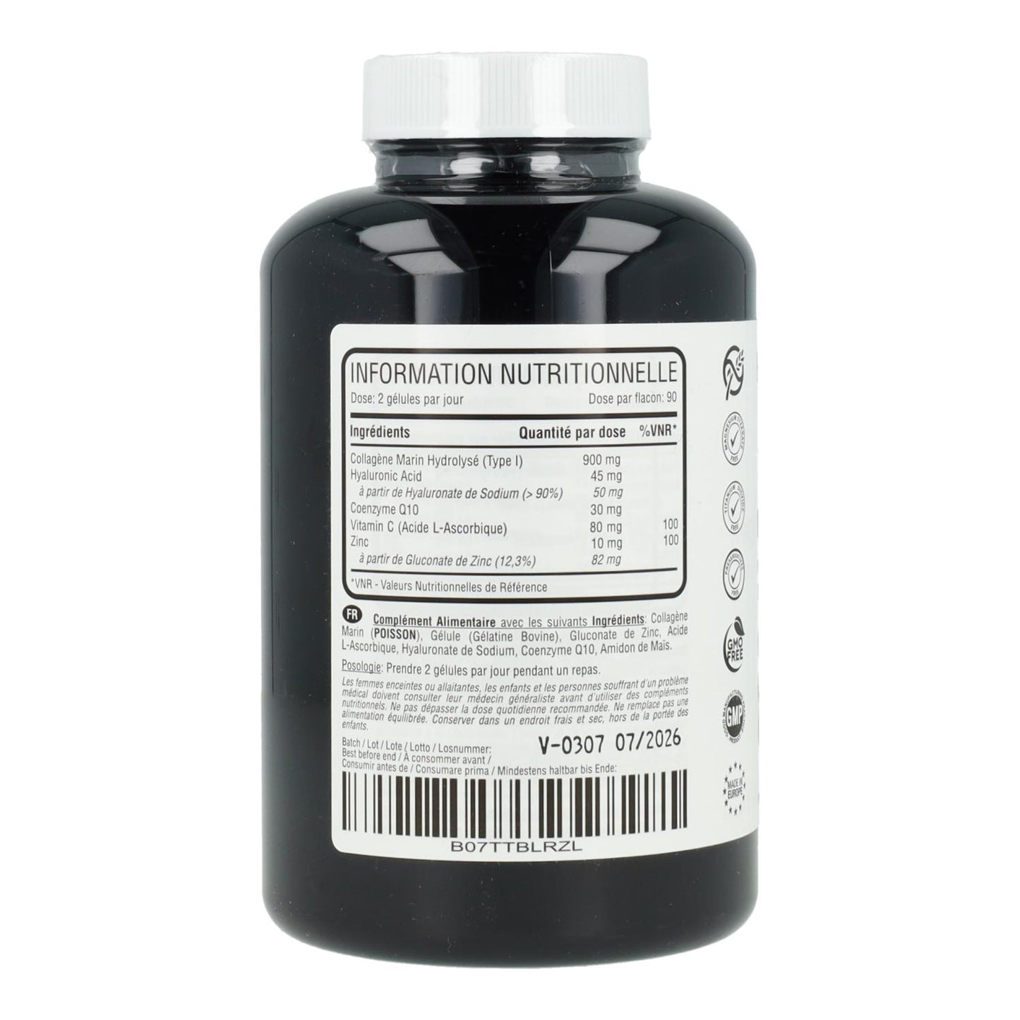 Meereskollagen mit Hyaluronsäure, Coenzym Q10, Vitamin C und Zink Hivital 180 Kapseln