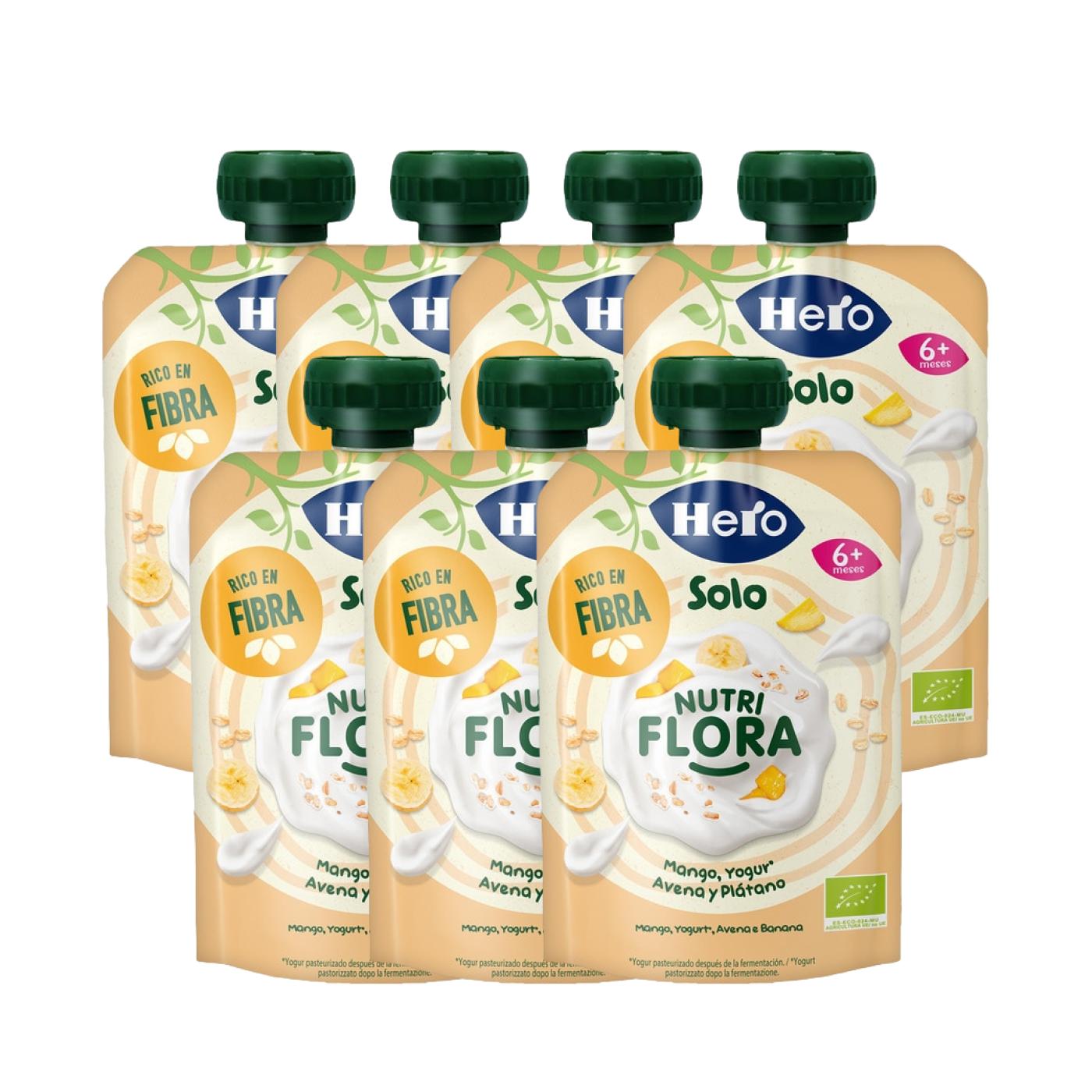 7-pack Nutri Flora-påsar med mango, yoghurt, havre och banan 100 g-Hero Solo