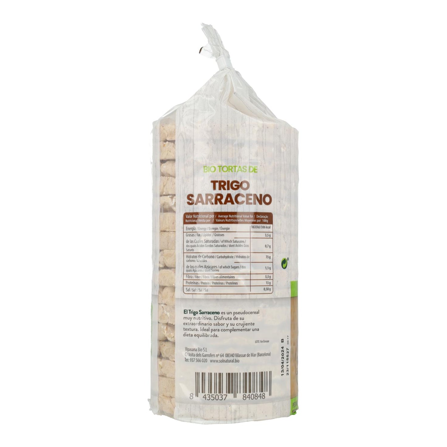 3er-Pack glutenfreie Bio-Buchweizen-Pfannkuchen Sol Natural 100 g