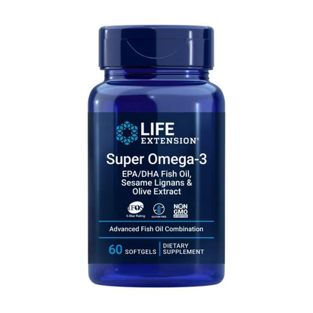 Super Omega-3 EPA/DHA with Sesame Lignans & Olive Extract, Life Extension 60 softgels