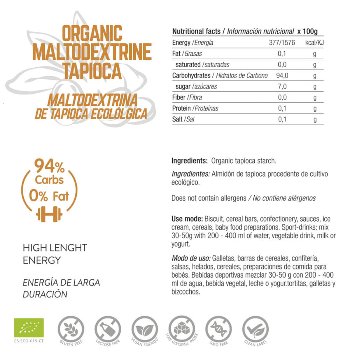 Maltodextrine bio de tapioca : Energy Feelings 500 g
