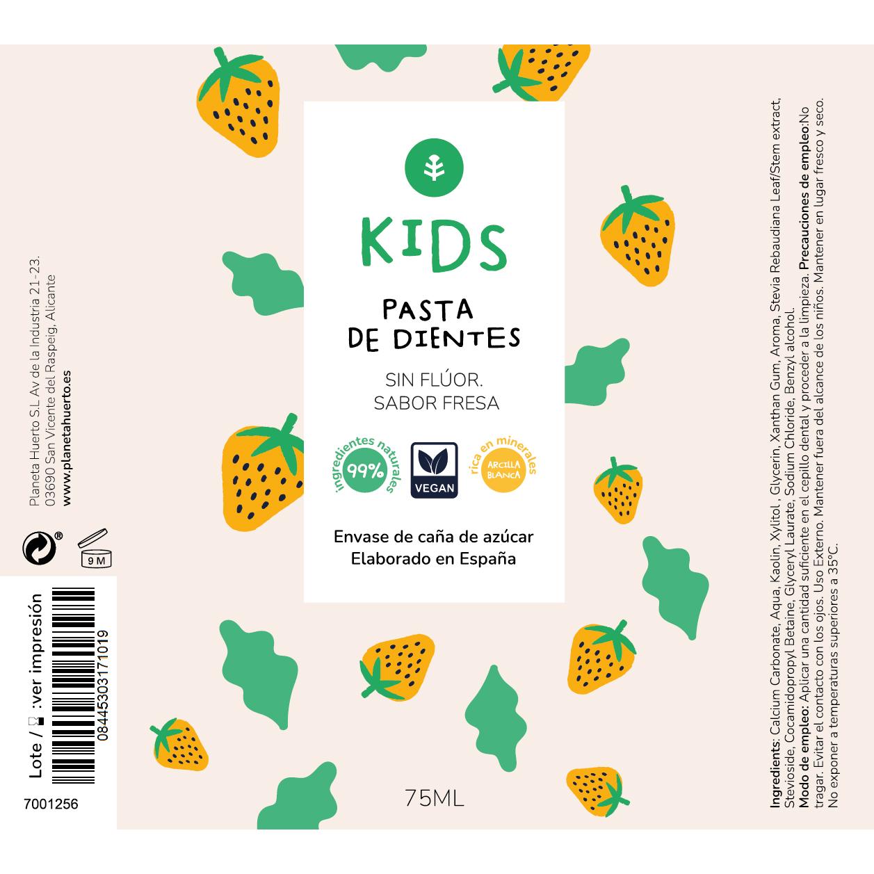 Fluoridevrije kindertandpasta Aardbei Planet Orchard 75 ml