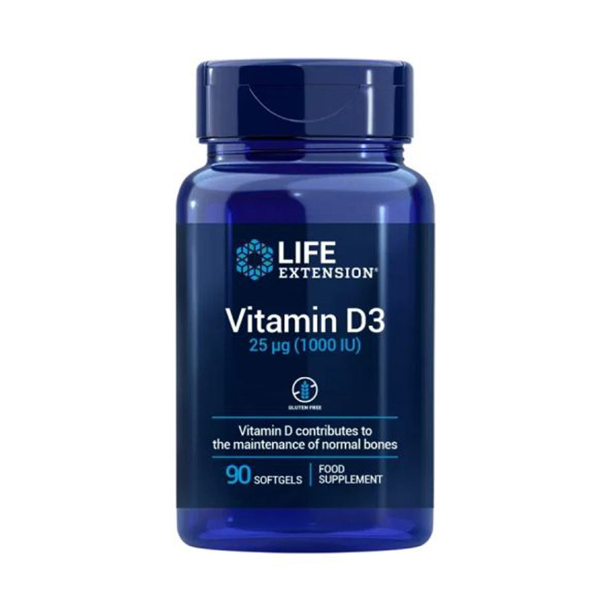 Vitamin D3 25 mcg (1000 IE), Life Extension 90 kapslar