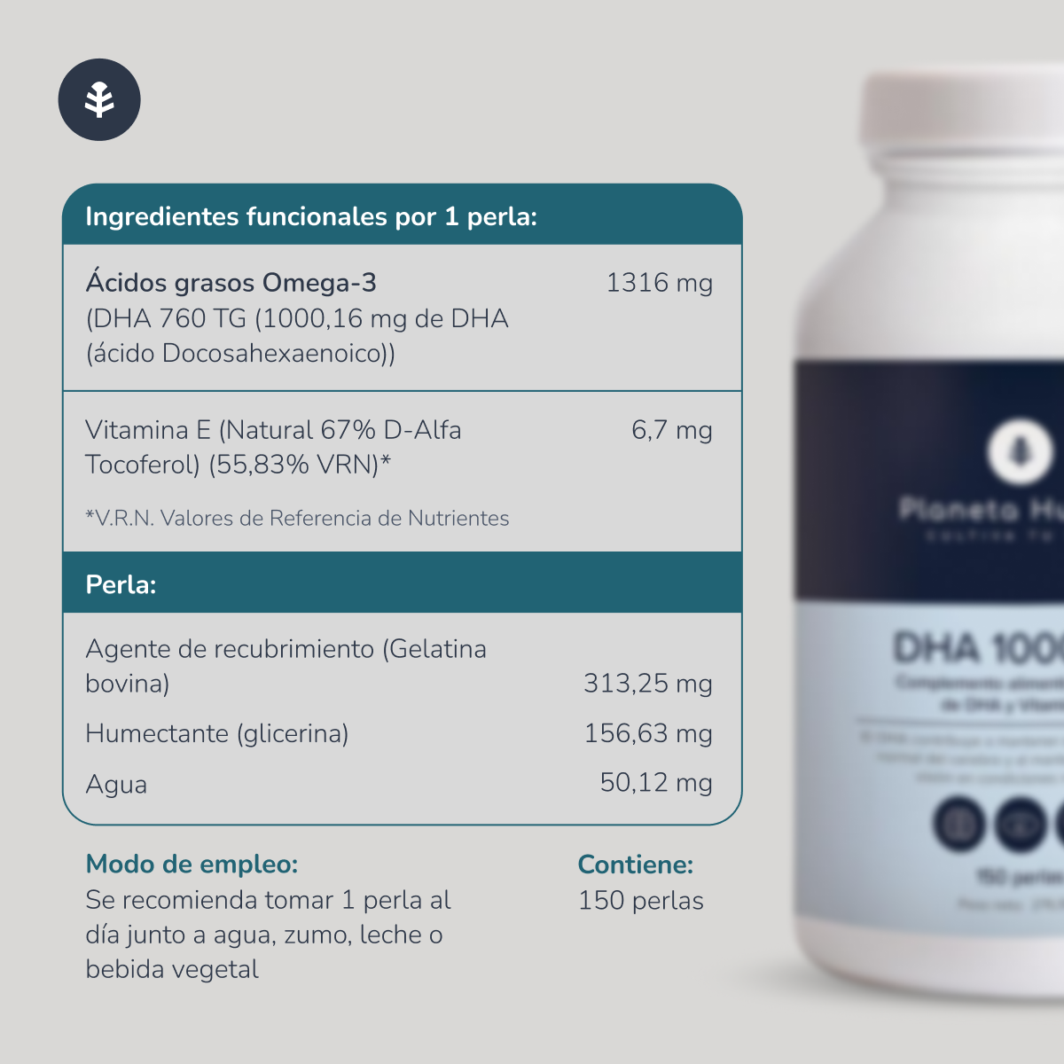 DHA 1000 mg Planeta Huerto 150 pärlor