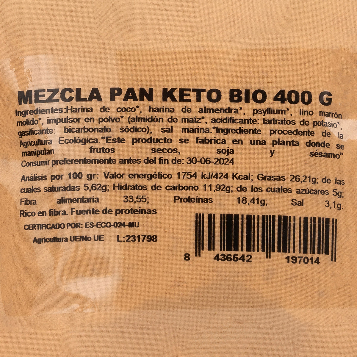 Miscela di farine per pane Keto senza glutine NaturGreen 400 g