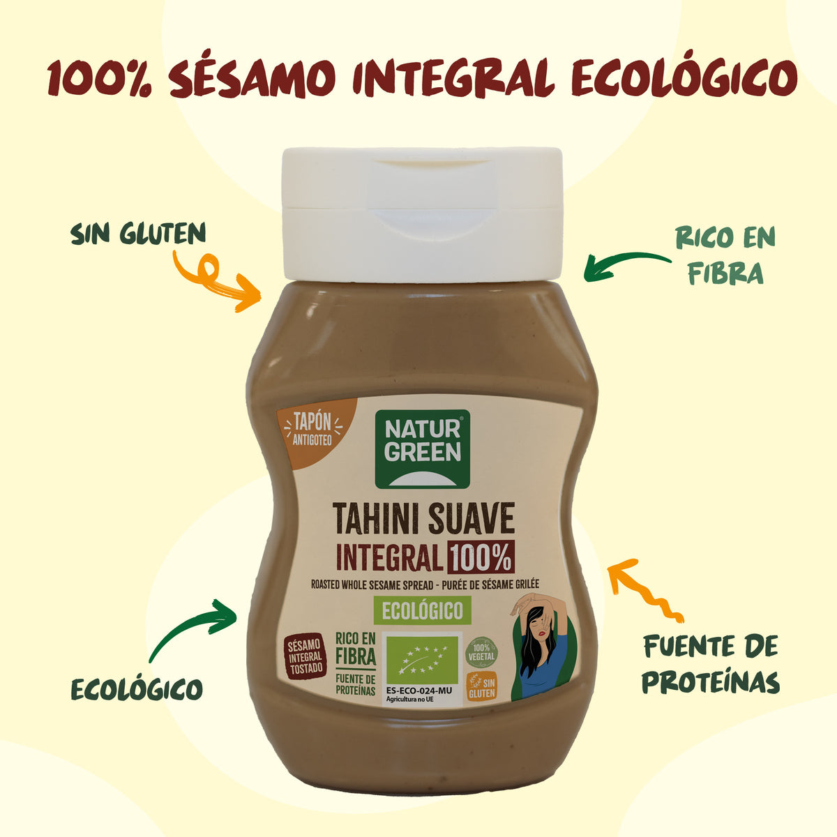Tahini doux complet anti-goutte Bio NaturGreen 270 g