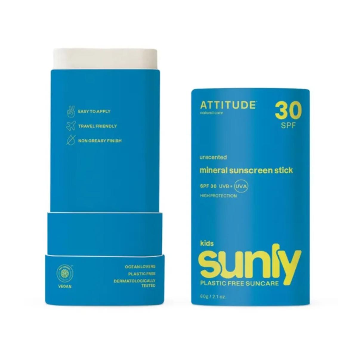 Crème solaire pour enfants stick sans parfum Sunly 30 SPF Attitude 60 g