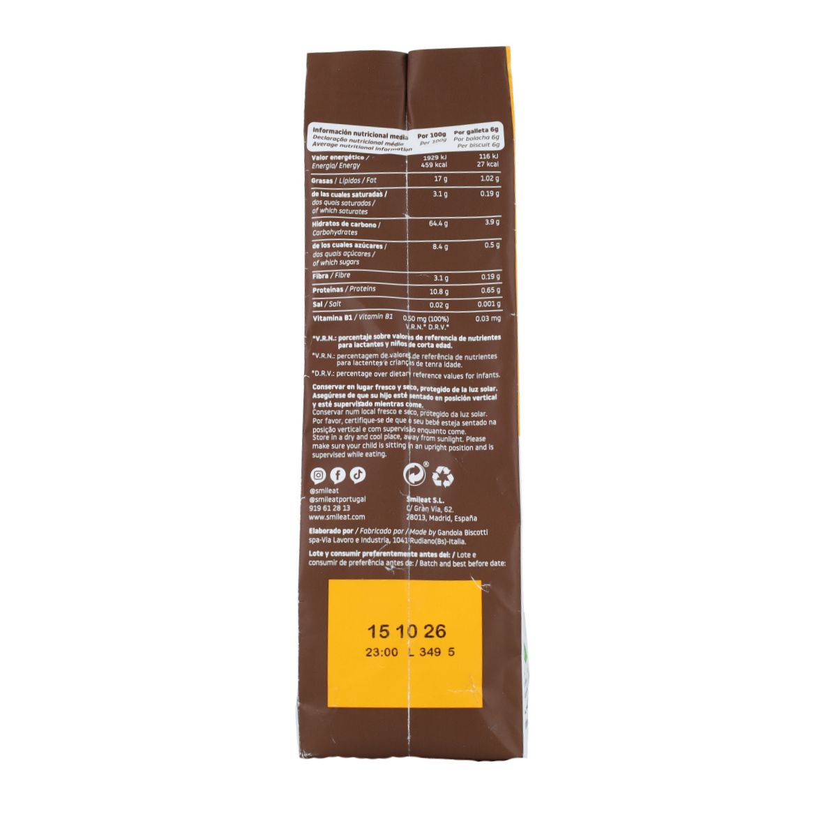 Spelt-, havre- och kakaokakor ECO 220 g Smileat