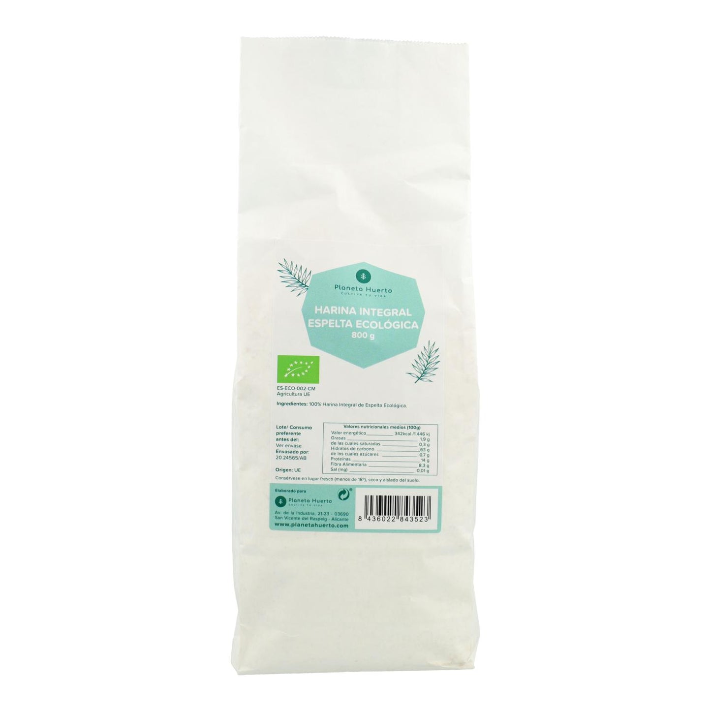 Wholemeal Spelt Flour Eco Planeta Huerto 800 g