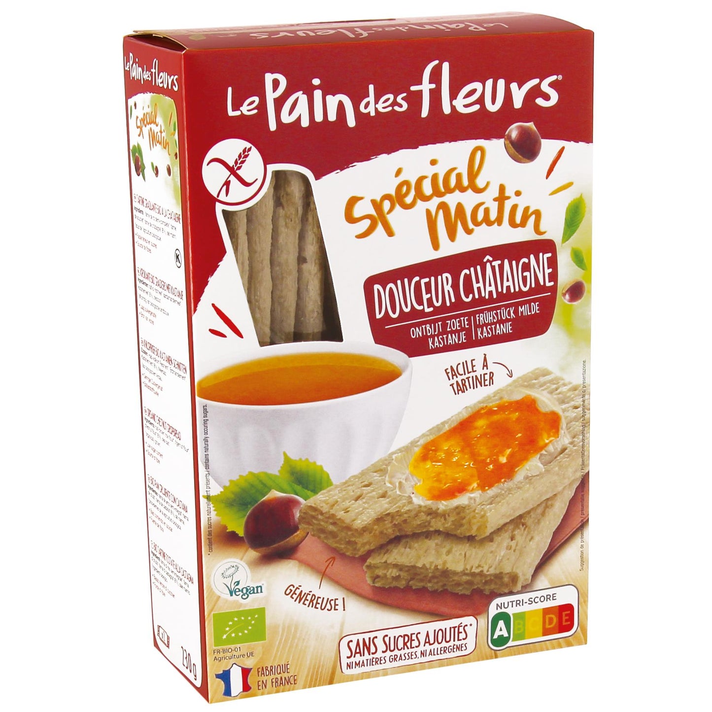Pain aux châtaignes grillées croustillantes Spécial Matin Le Pain des Flerus 230g