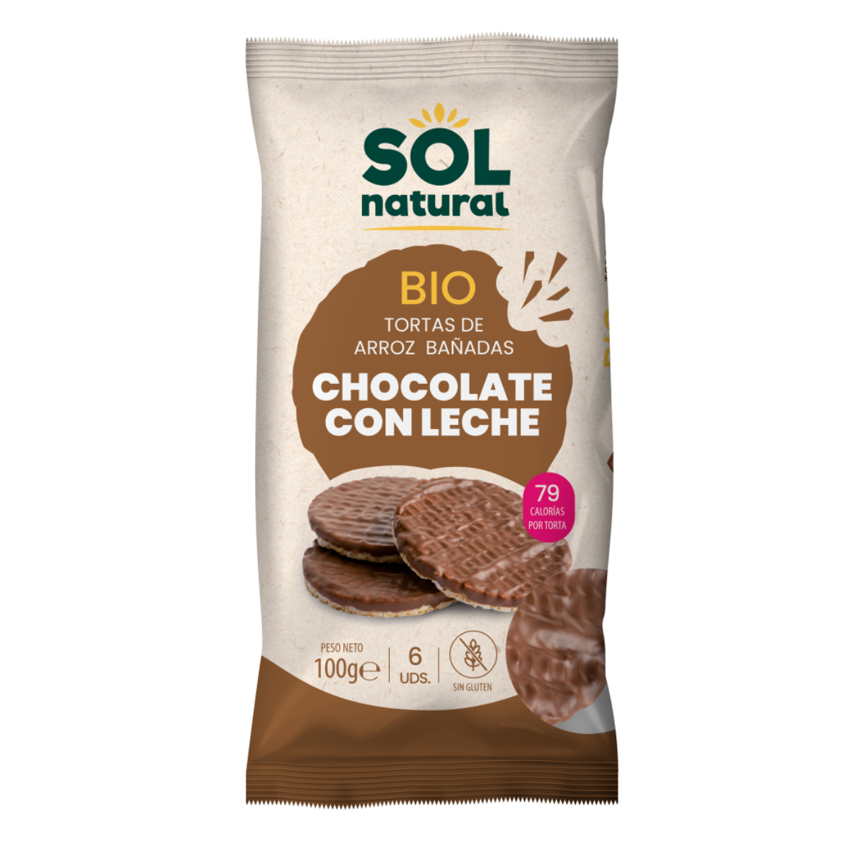 Tortitas de Arroz bañadas con Chocolate con Leche Bio Sol Natural 100 g